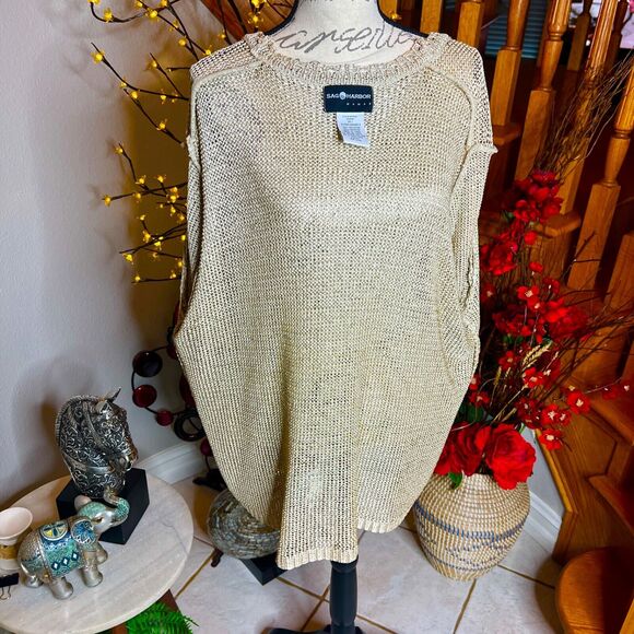 SAG HARBOR Women’s Cardigan Open Front Gold V-Neck Sweater Top Size 3X - Picture 8 of 9